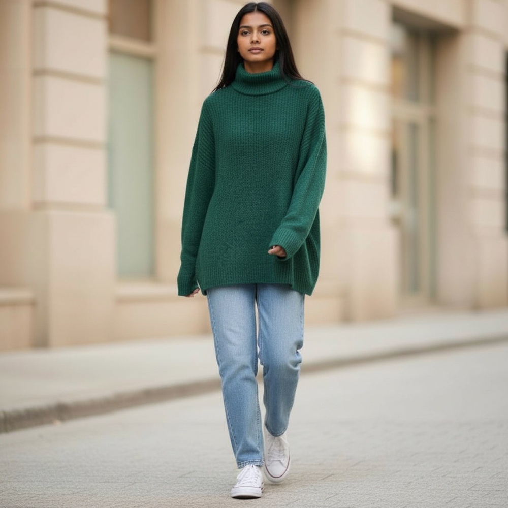 NWT J. Crew Turtleneck sweater in Supersoft Yarn in Green size XXS Oversized fit - Picture 8 of 14